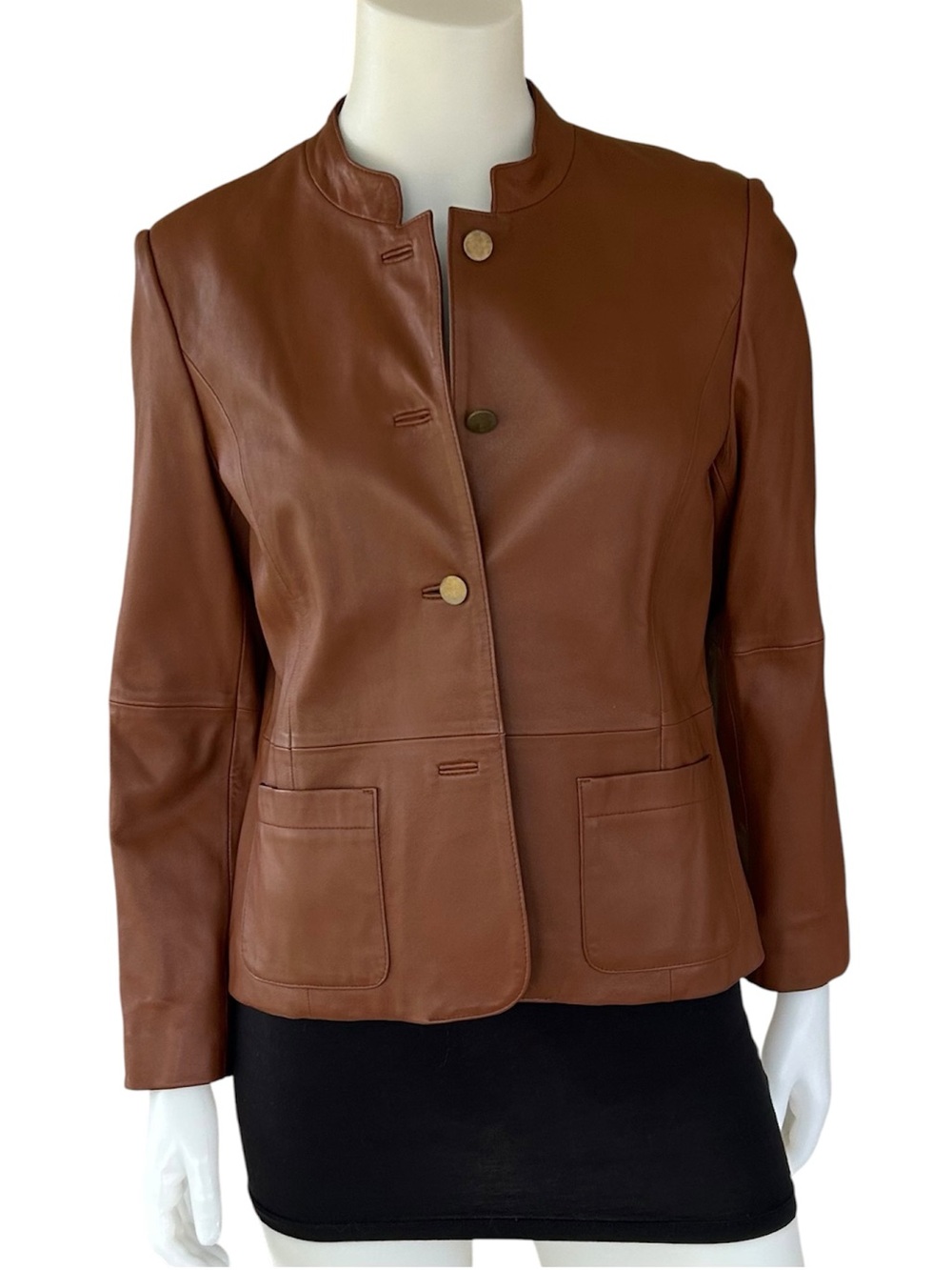 Vintage Brown Leather Jacket Petite Medium Rory Gilmore Classic Quiet Luxury